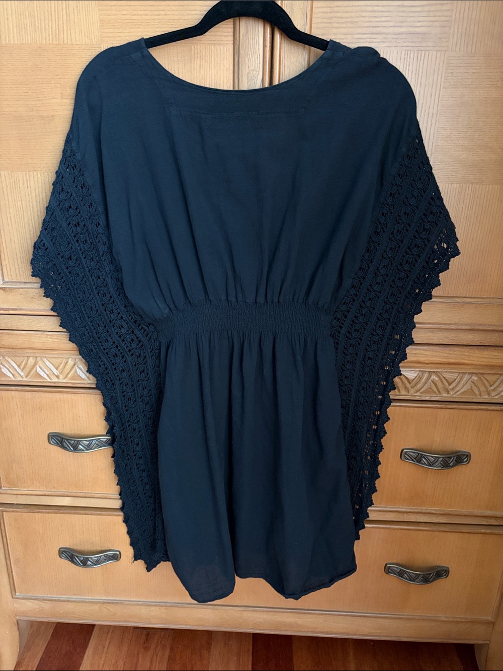 Black Crochet-Trim V-Neck Swim Coverup - Picture 2 of 4